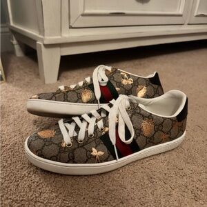 Gucci Beige and Gold Sneakers